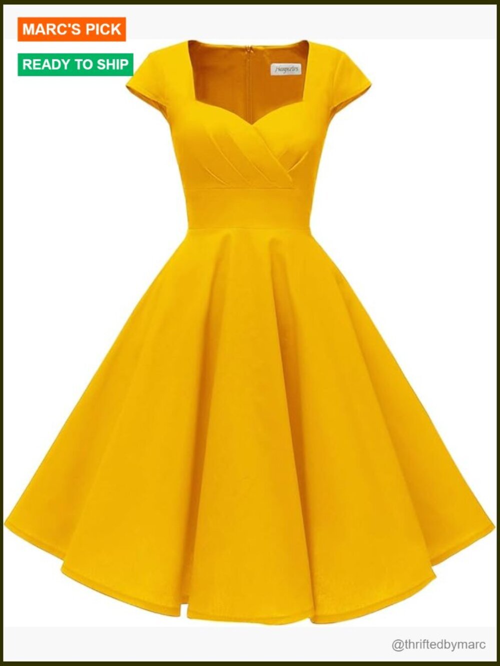 Cap Sleeve 1950s Retro Swing Dress with Pockets Tea Length
